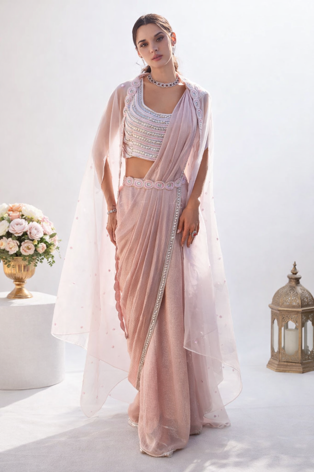 Blush Éclat Saree Set
