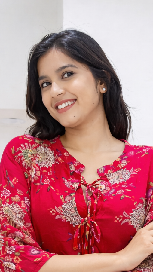 Floral Cape style Indowestern