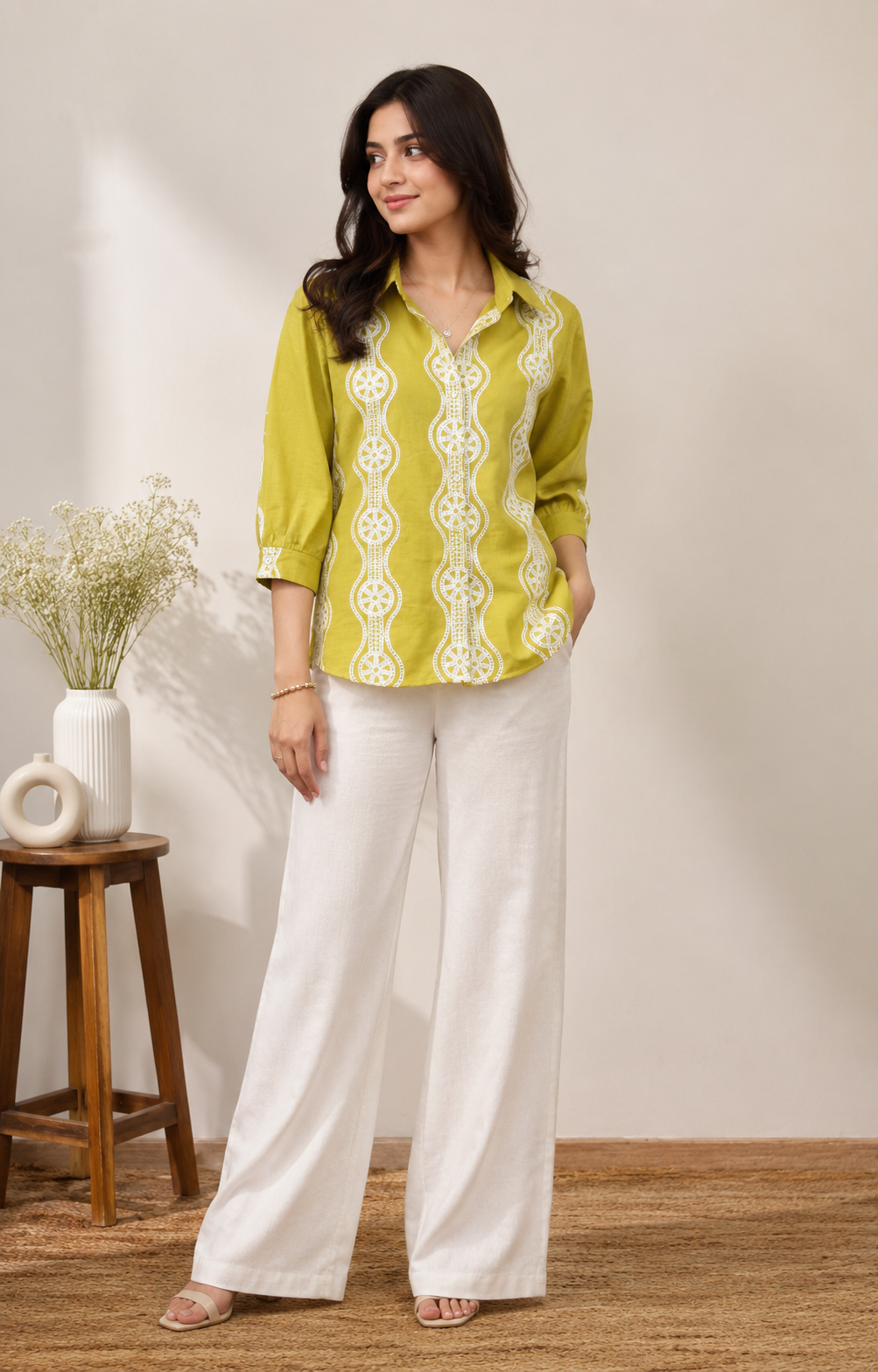 Imported Premium Cotton Embroidered Shirt Top
