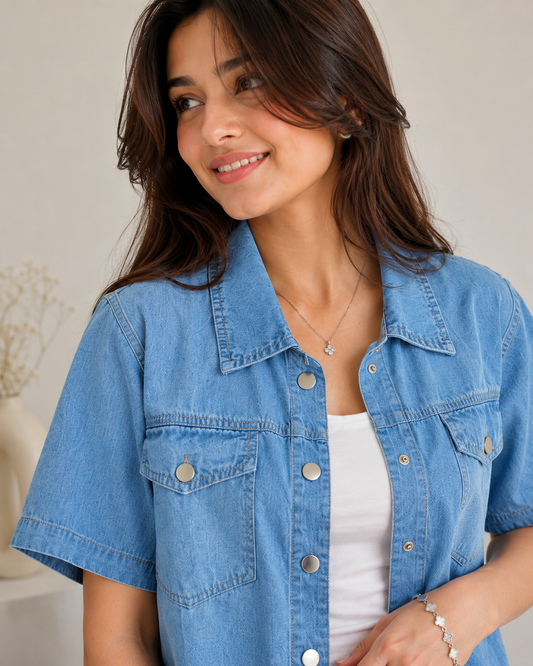Denim Layered Co-Ord Top
