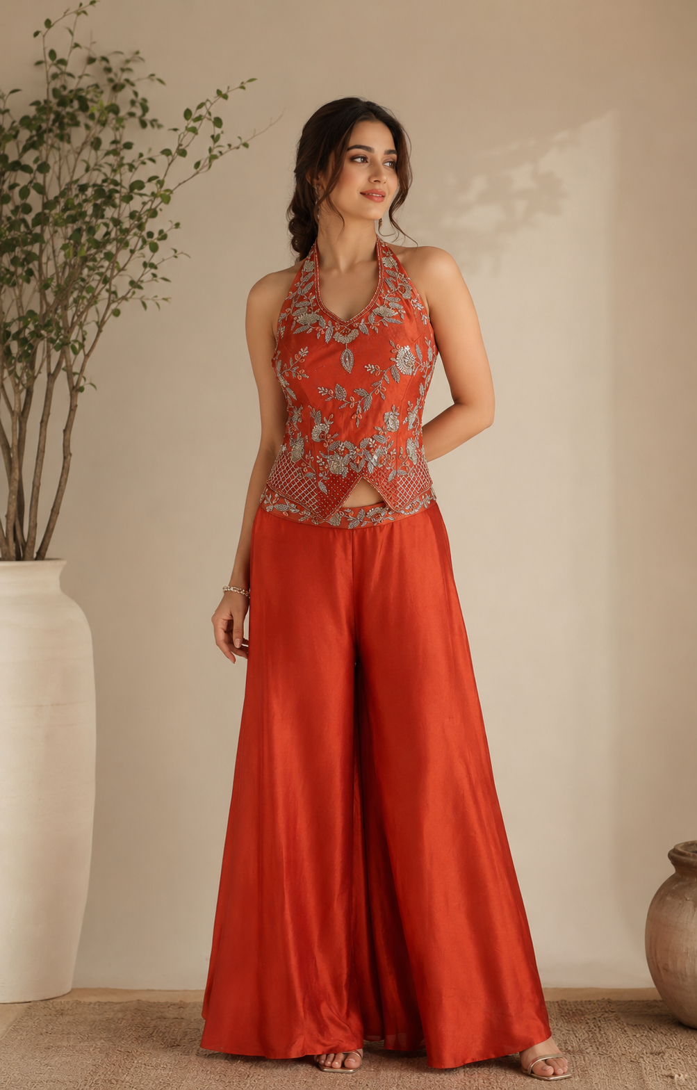 Luxury Handworked Halter Neck Co-Ord Set