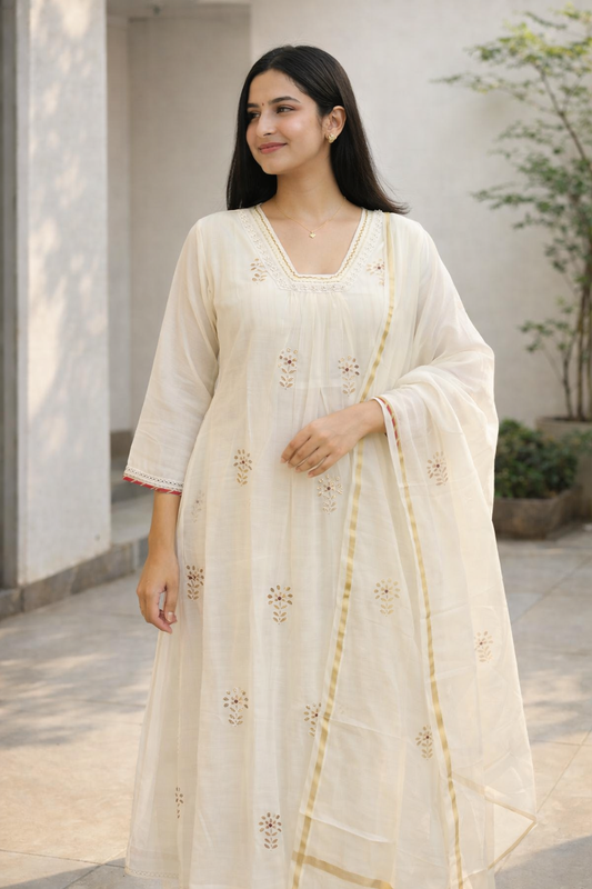 Premium Mul-Chanderi Anarkali Set