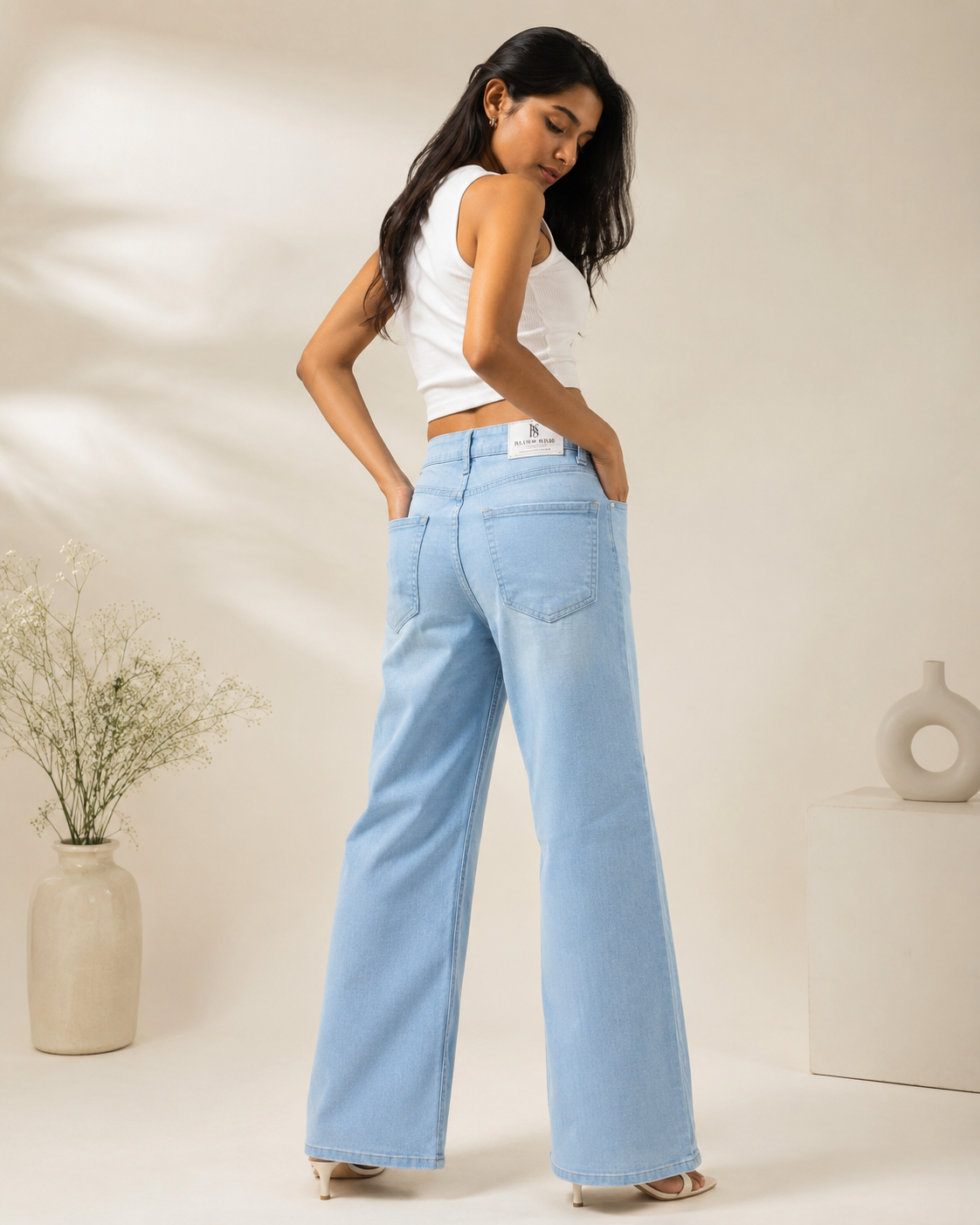 Ice Blue Wide-Leg Jeans