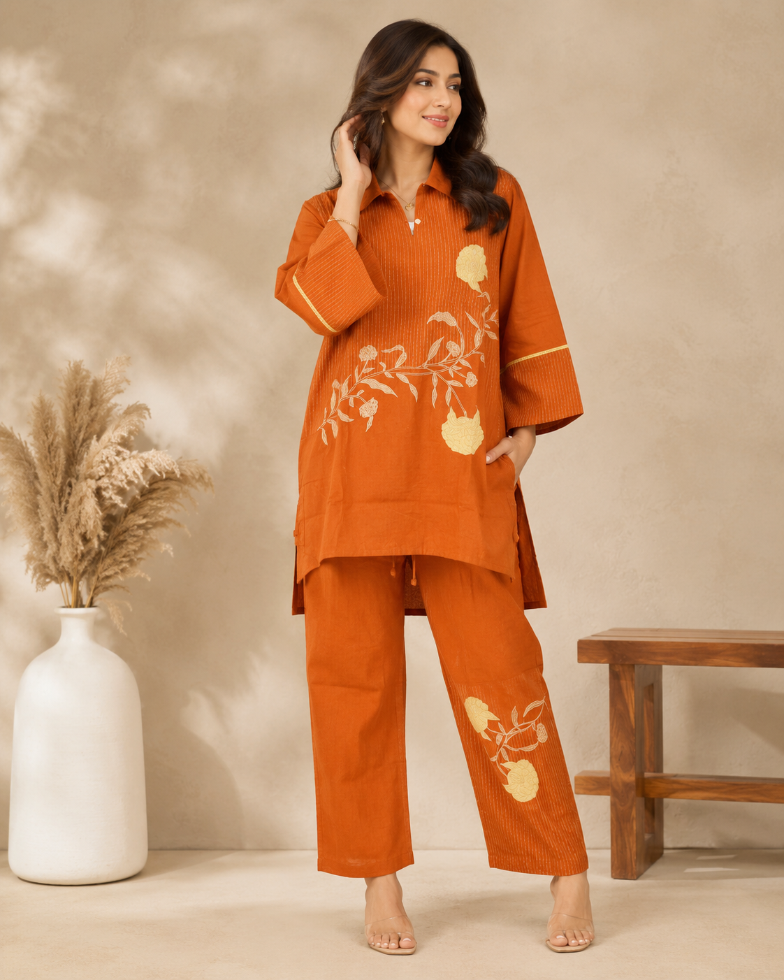 Saffron Bloom Luxe Co-Ord Set