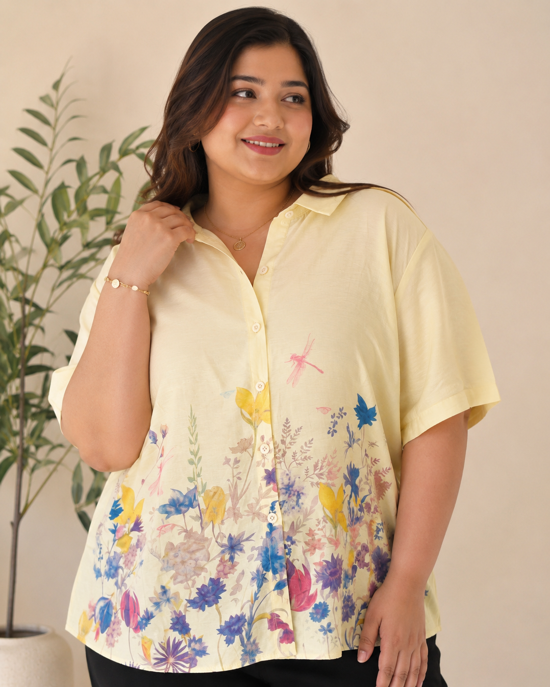 Sunlit Bloom Plus Size Shirt Top