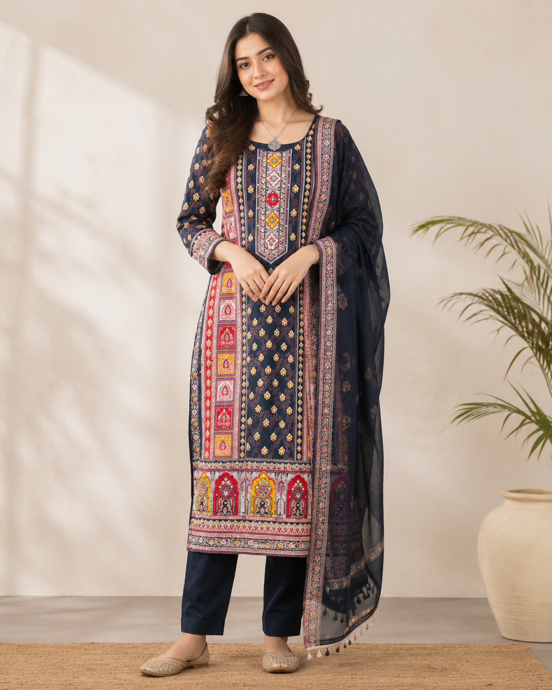 Midnight Muse Printed Kurti Set