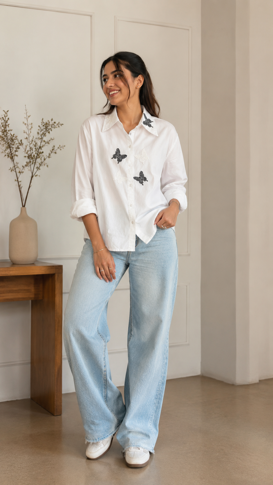 Butterfly White Denim Shirt