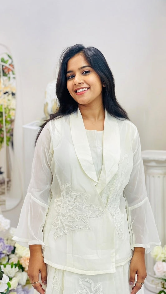 Luxe White Blazer style Indowestern