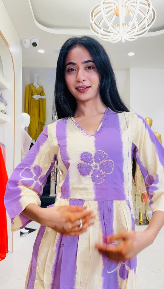 PREMIUM WHITE AND LAVENDER ANARKALI