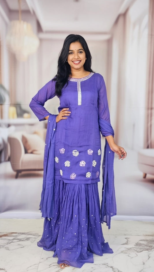 Must Have Sharara set Blue purple