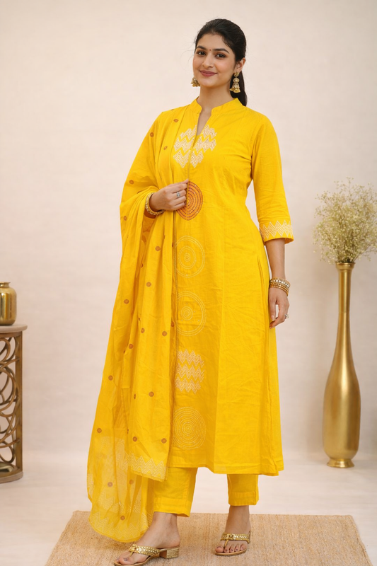 Elegance in Yellow Kurti Set