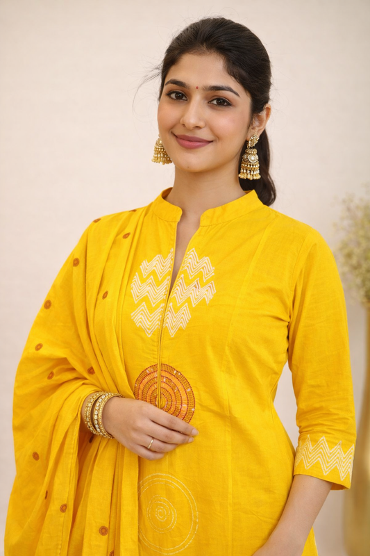 Elegance in Yellow Kurti Set