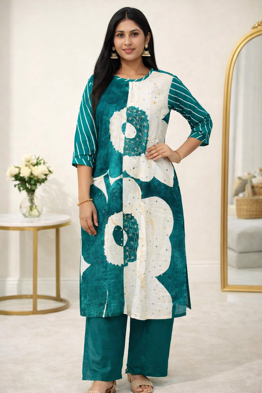 PREMIUM TEAL KURTI SET