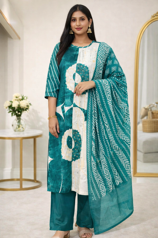 PREMIUM TEAL KURTI SET