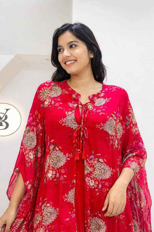 Floral Cape style Indowestern