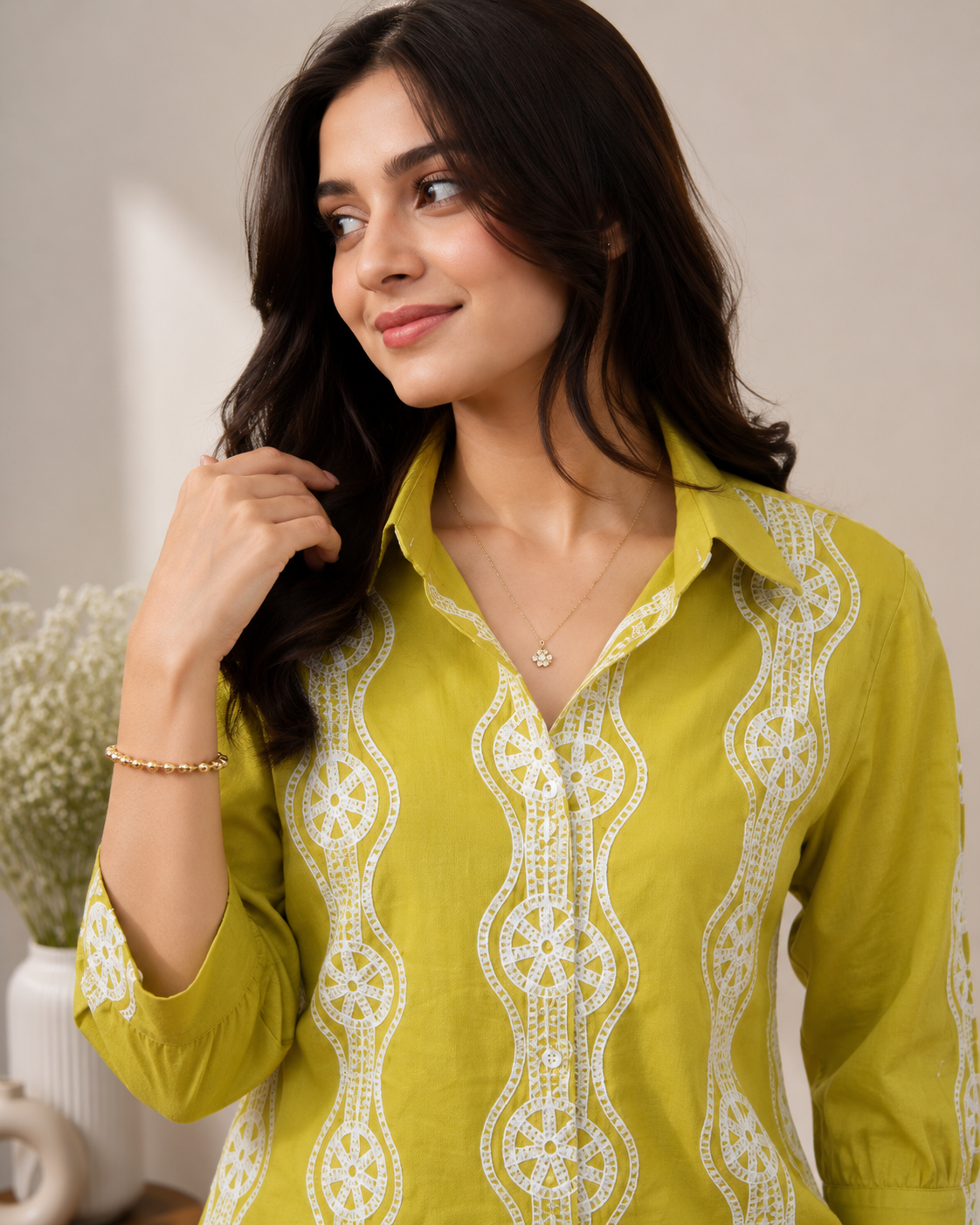 Imported Premium Cotton Embroidered Shirt Top