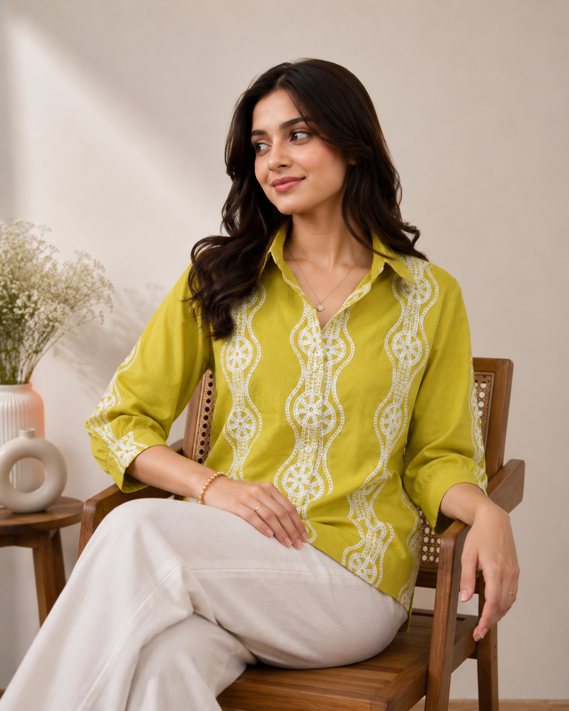 Imported Premium Cotton Embroidered Shirt Top