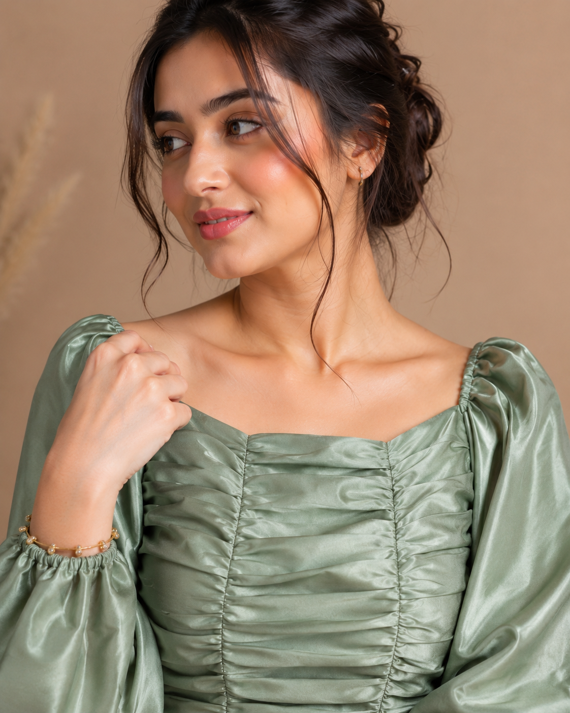 Sage Green Ruched Top