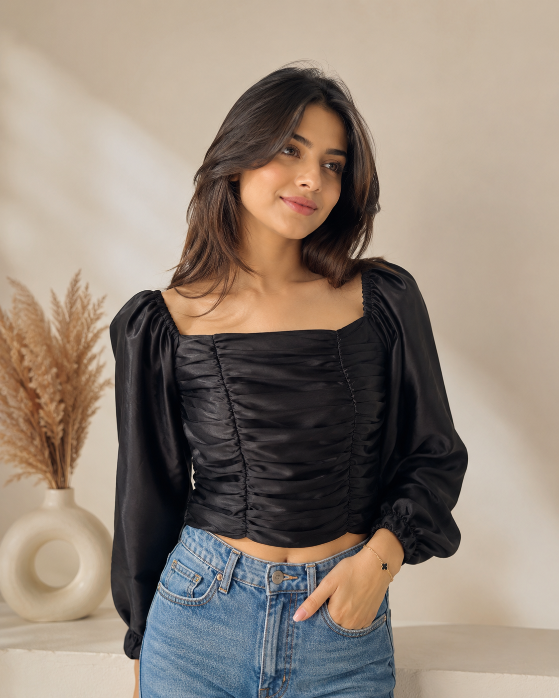 Black Ruched Top