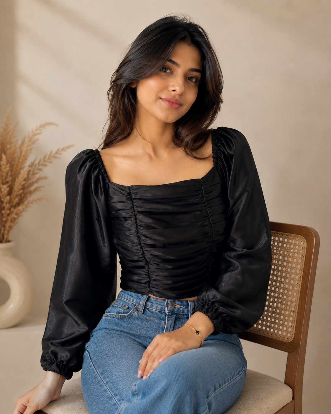 Black Ruched Top