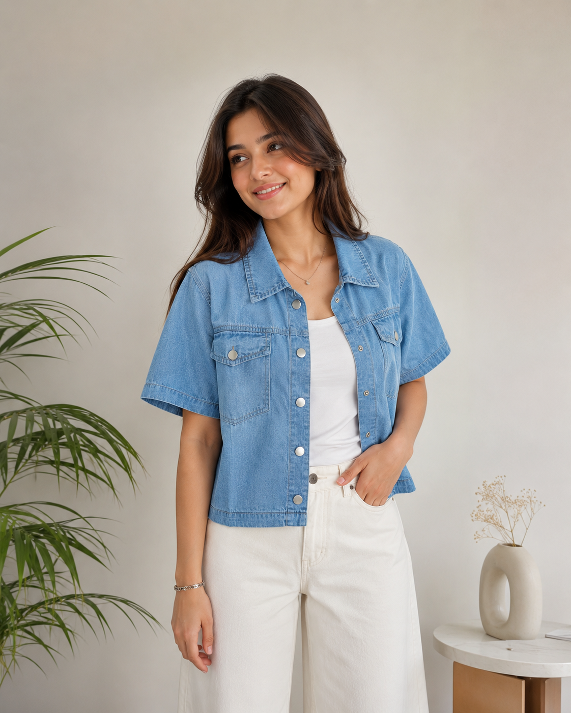 Denim Layered Co-Ord Top