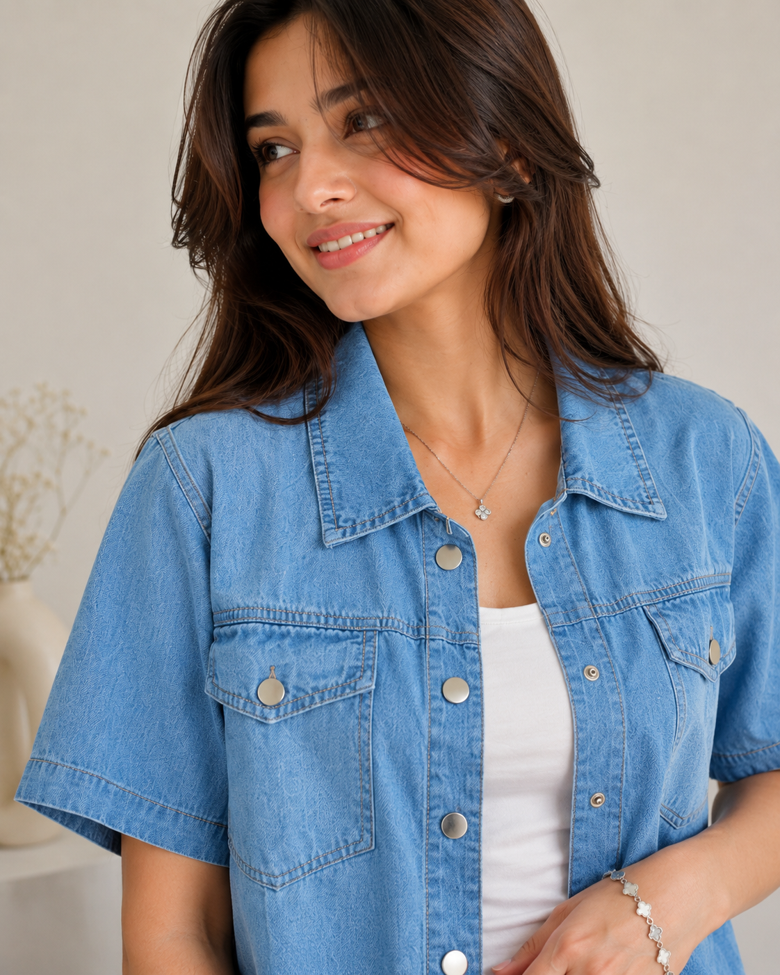 Denim Layered Co-Ord Top