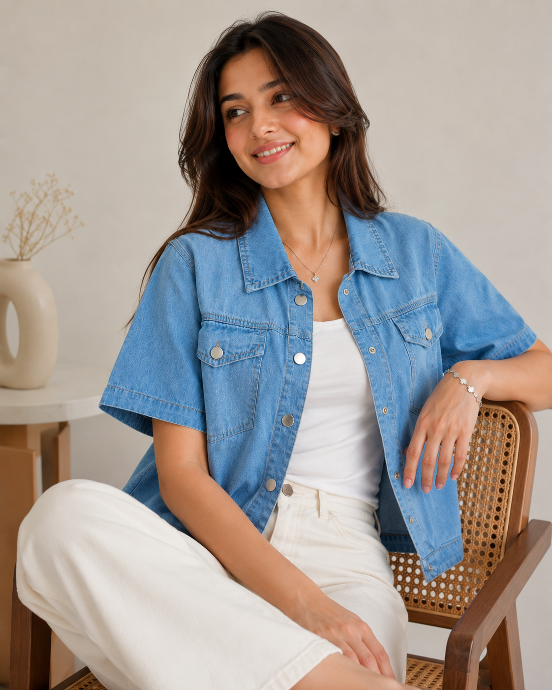 Denim Layered Co-Ord Top