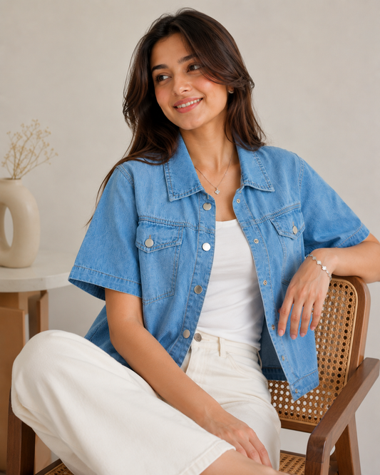 Denim Layered Co-Ord Top