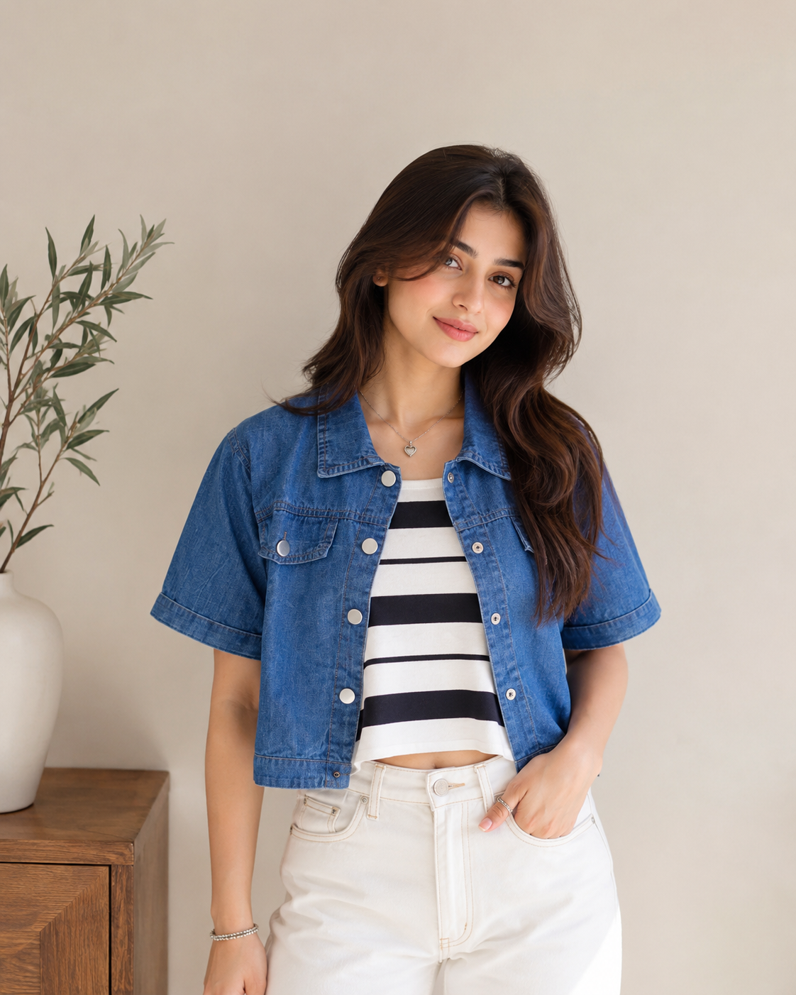 Dark Denim Layered 2-Piece Top