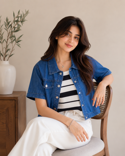 Dark Denim Layered 2-Piece Top