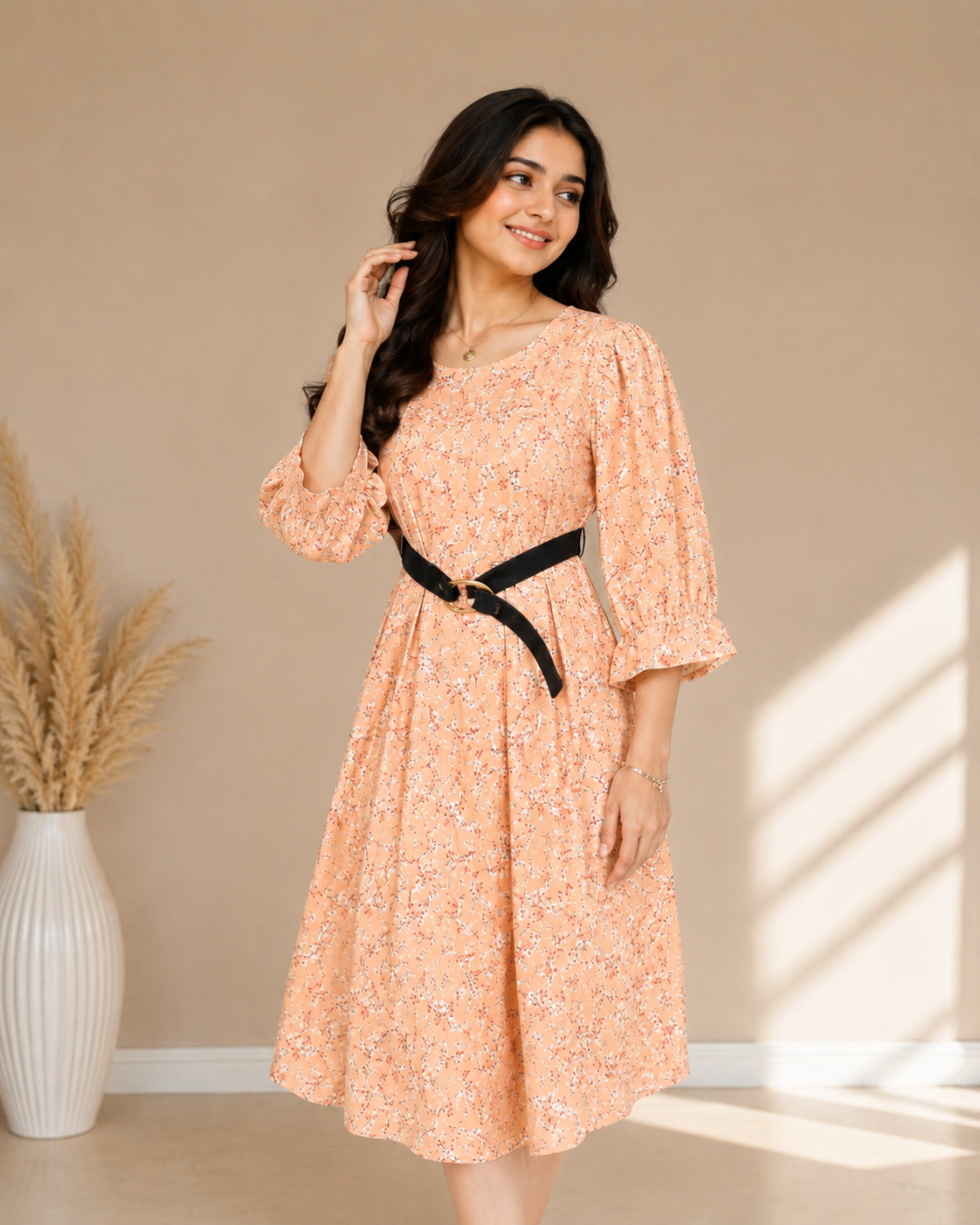 Blush Bloom Belted Dress