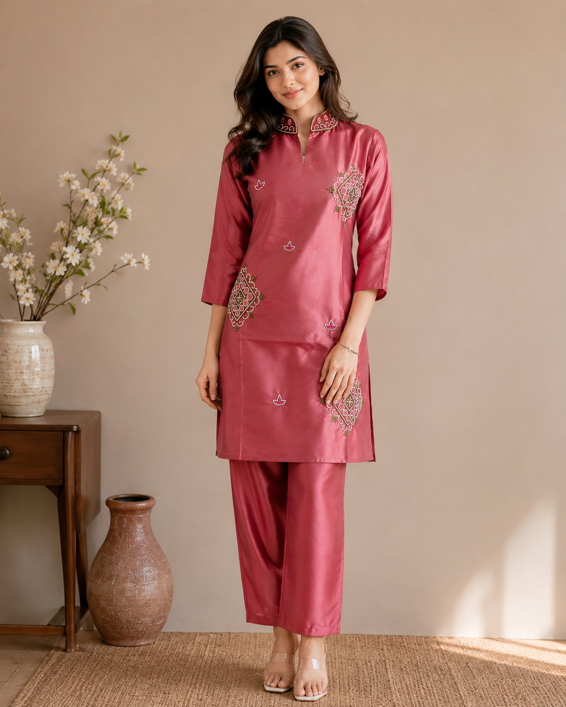 Rose Pink Handworked Co-Ord Set
