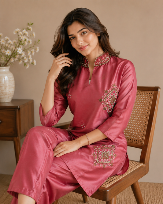 Rose Pink Handworked Co-Ord Set