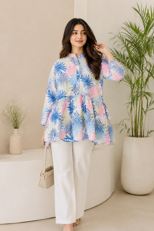 Bloom Breeze Cotton Short Kurti