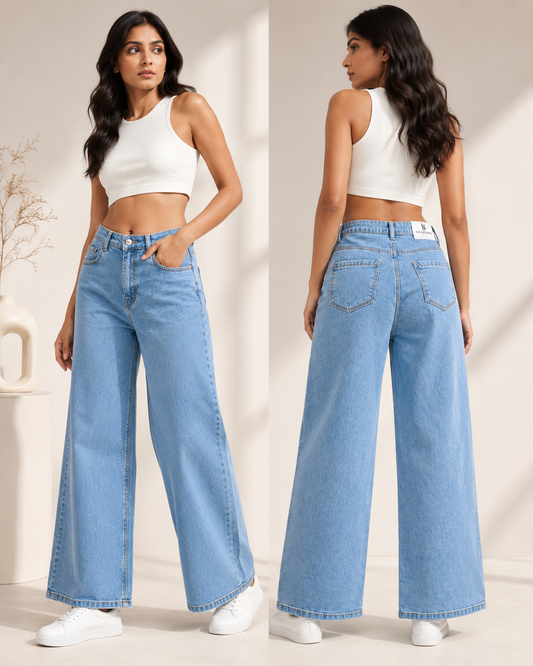 Straight Fit Jeans Washed Denim