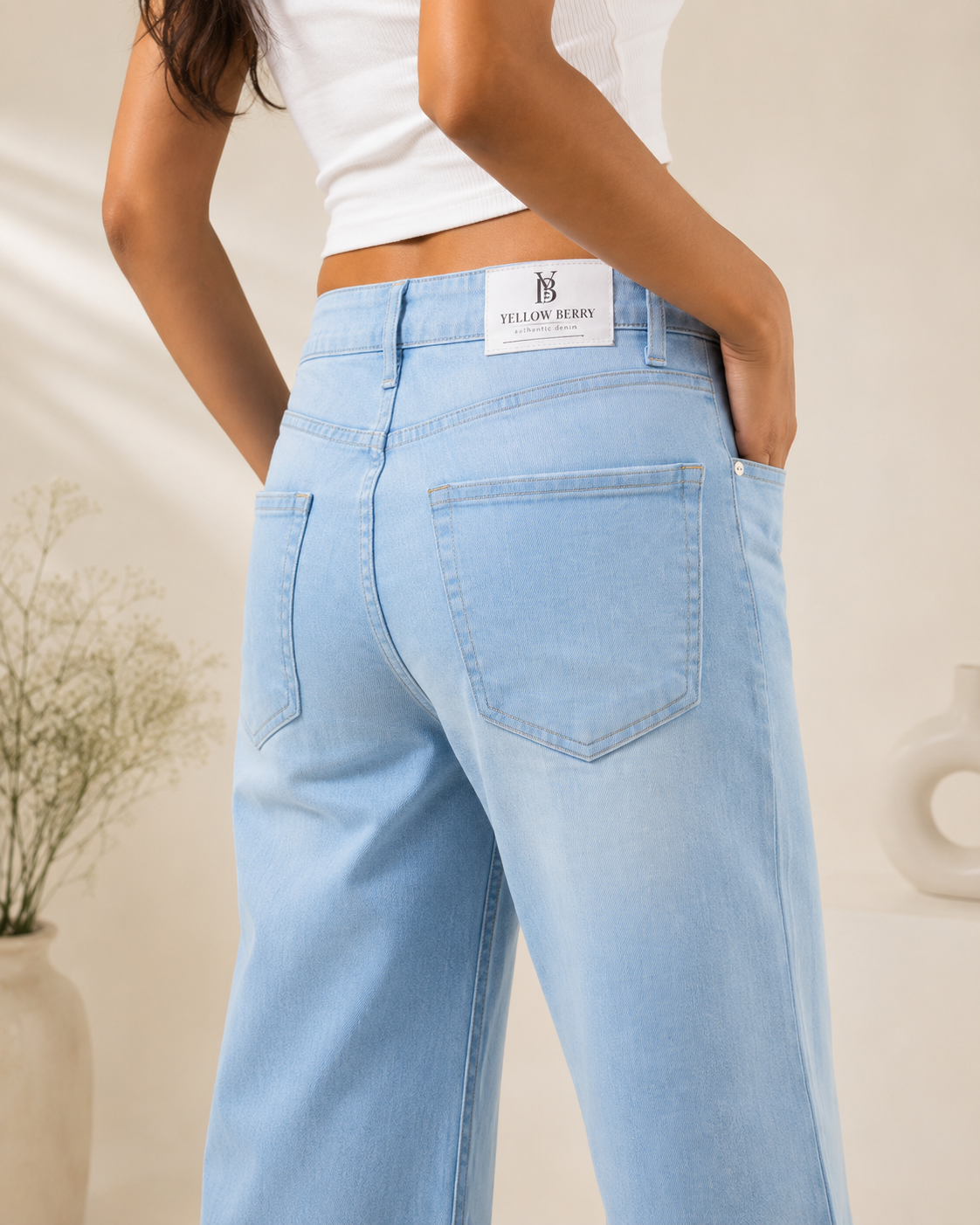 Ice Blue Wide-Leg Jeans
