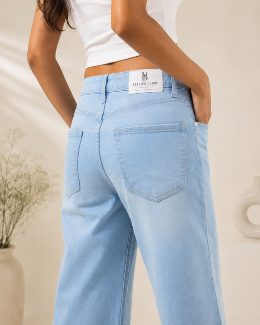 Ice Blue Wide-Leg Jeans