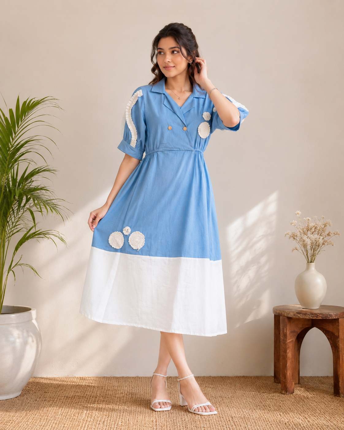 Sky Bloom Cotton Dress