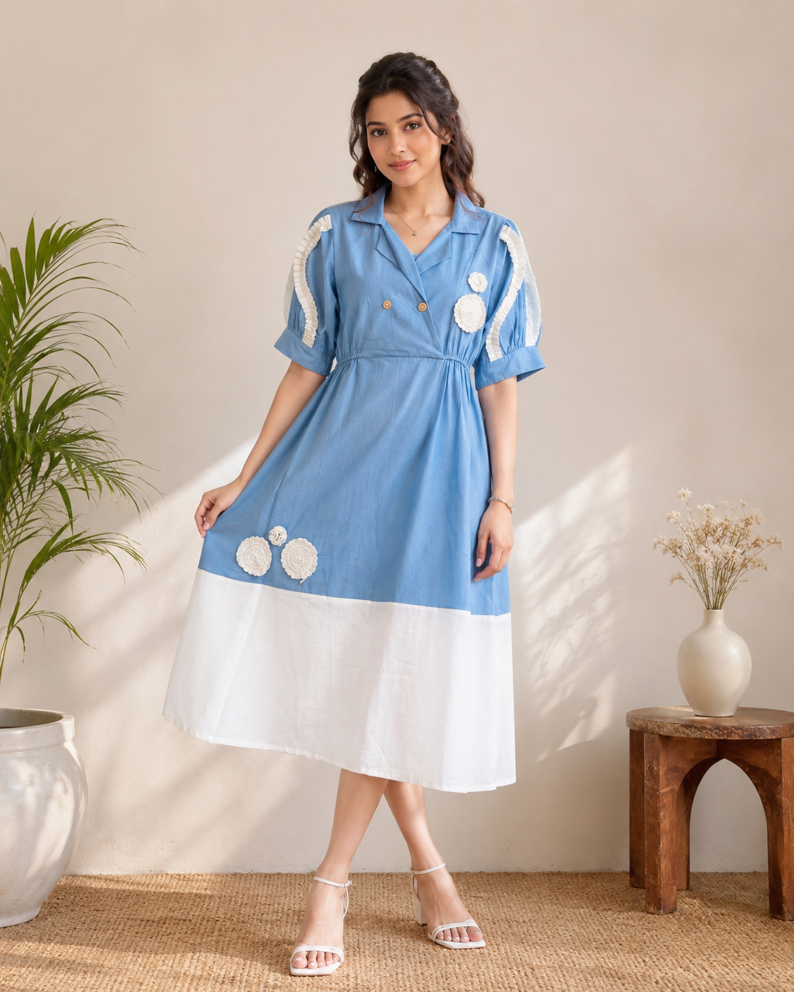 Sky Bloom Cotton Dress