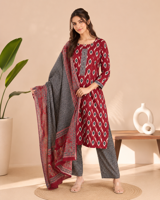Royal Ikat Grace Cotton Kurti Set