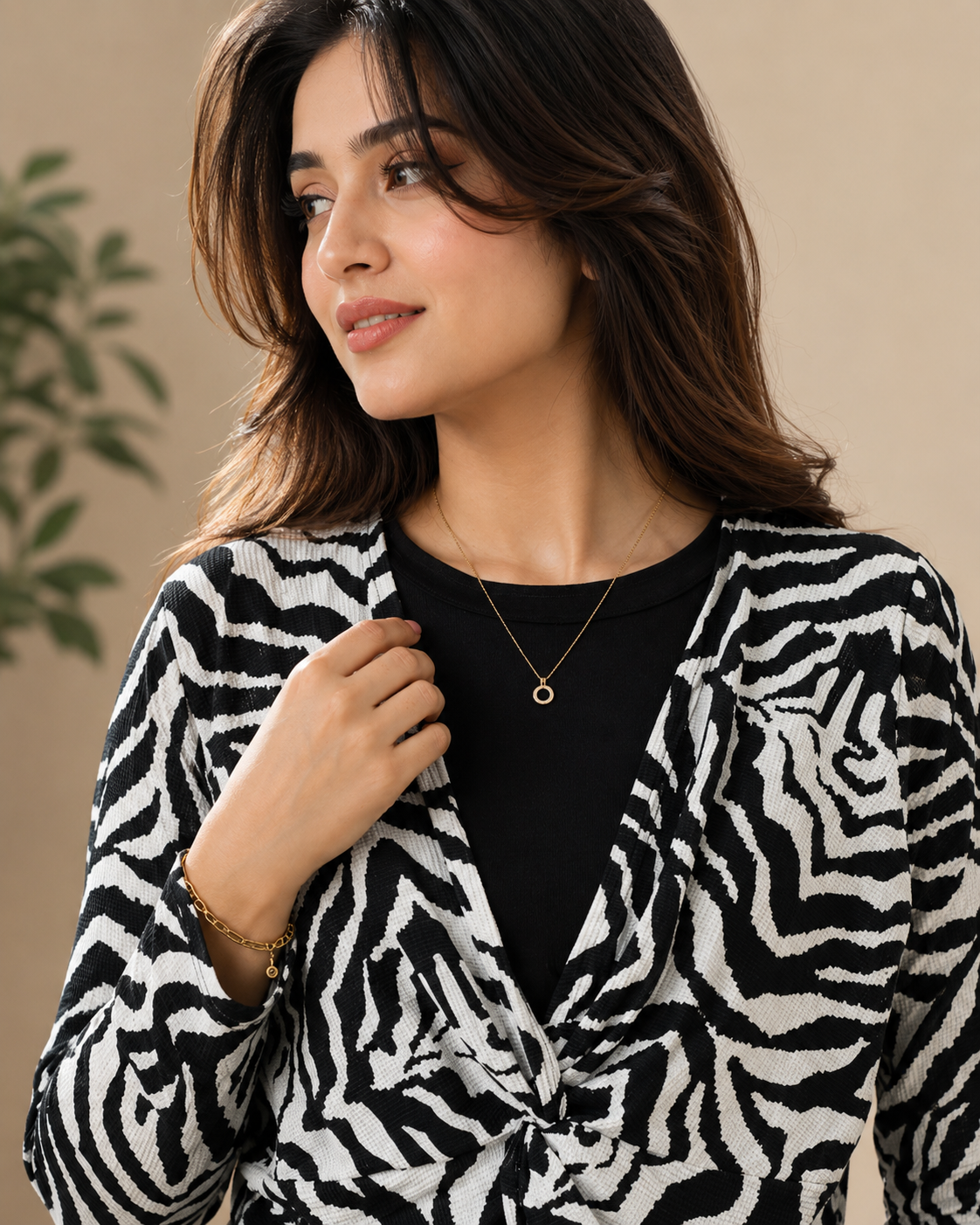 Midnight Zebra Knot Top