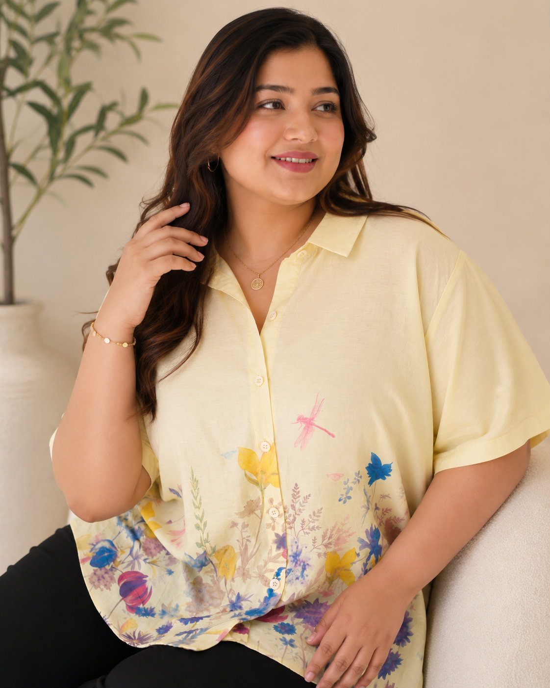 Sunlit Bloom Plus Size Shirt Top