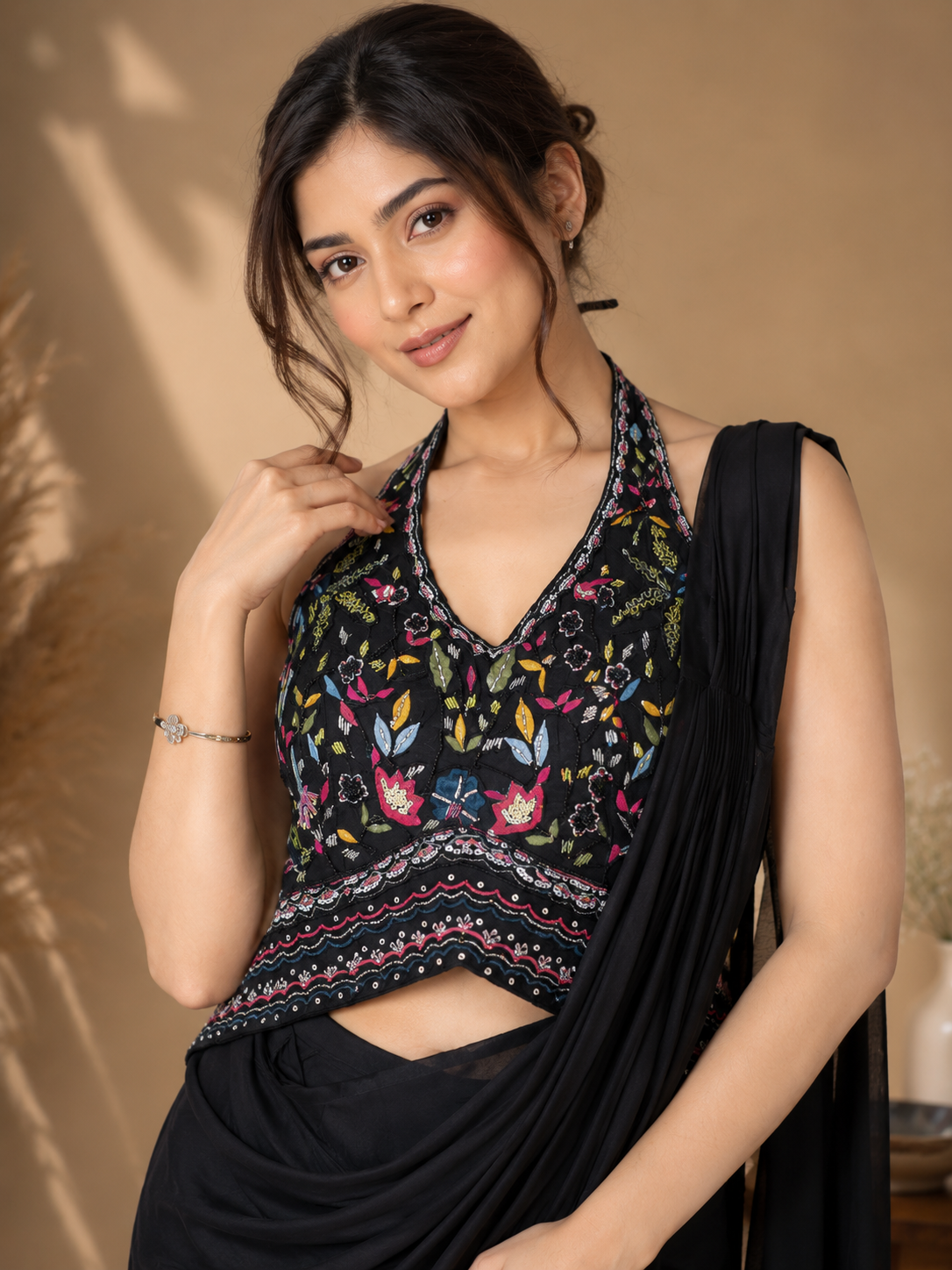 Midnight Bloom Ready-To-Wear Drape Saree