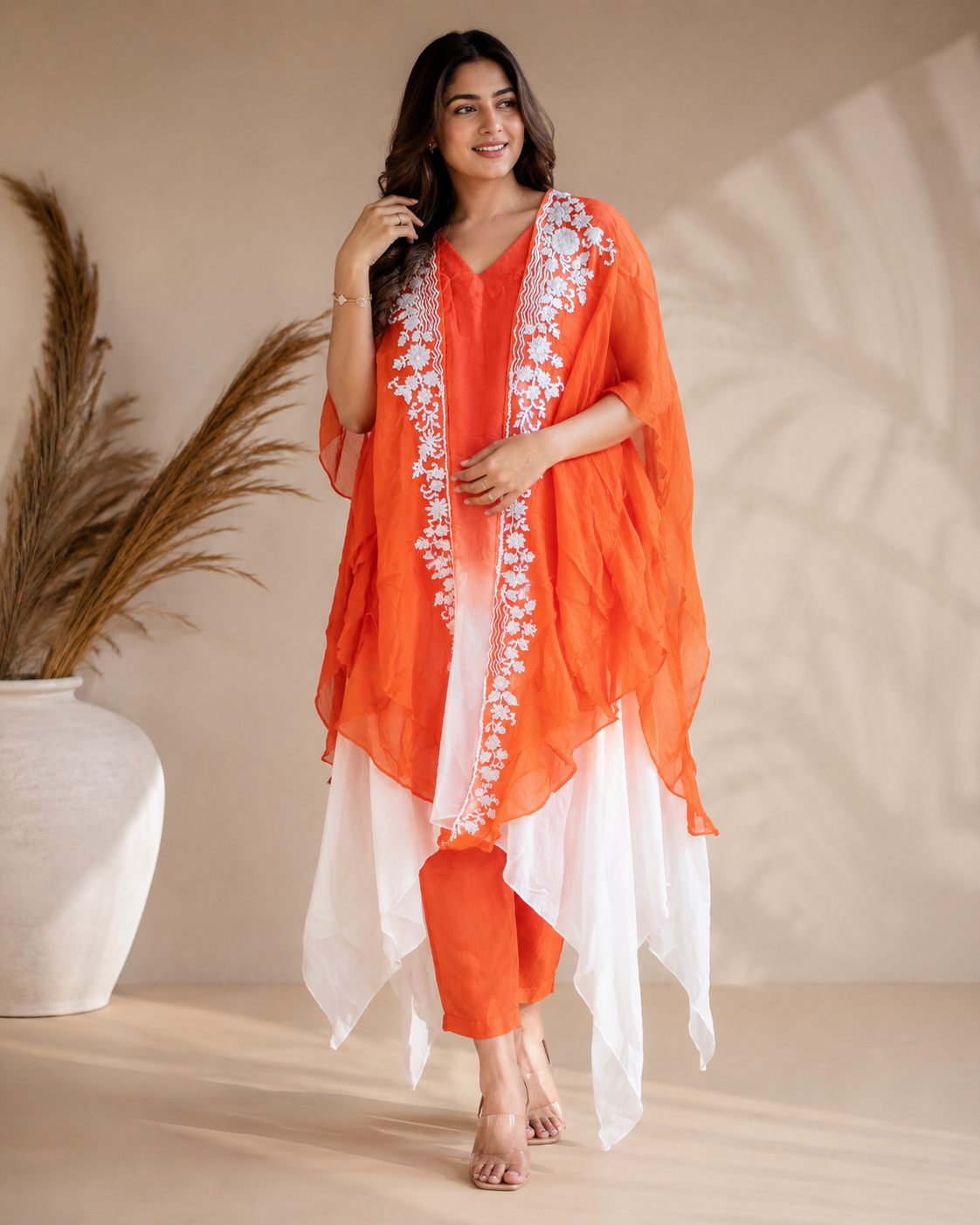 Orange Ombre Kaftan Co-ord Set