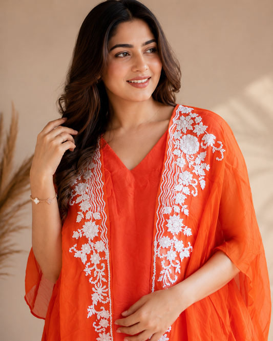 Orange Ombre Kaftan Co-ord Set