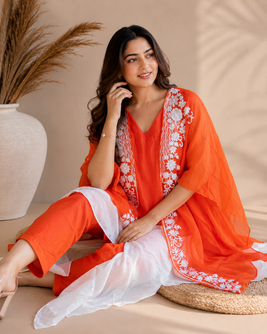 Orange Ombre Kaftan Co-ord Set
