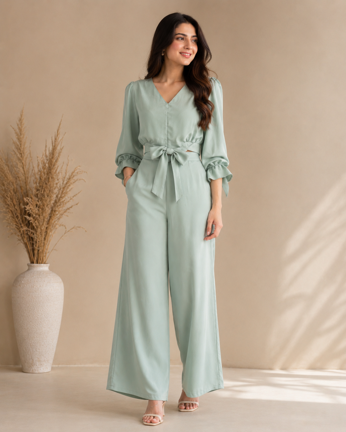 Sage Satin Co-Ord Set