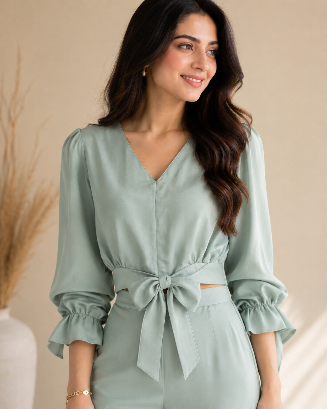 Sage Satin Co-Ord Set
