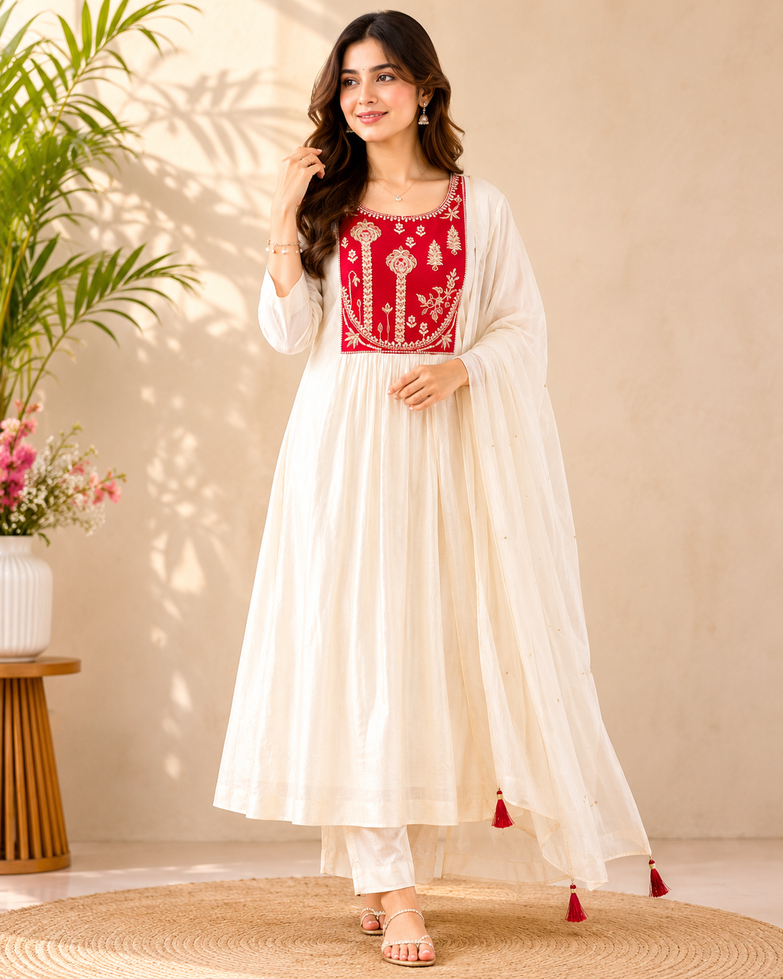 Ivory Elegance Zardosi Kurti Set
