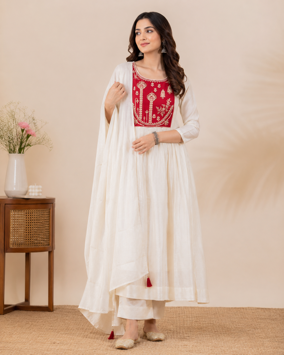Ivory Elegance Zardosi Kurti Set